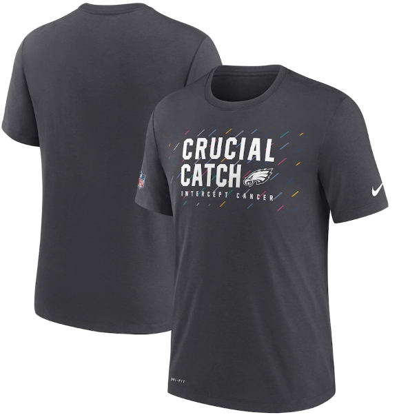 Men's Philadelphia Eagles Charcoal 2021 Crucial Catch Performance T-Shirt Men's Philadelphia Eagles Charcoal 2021 Crucial Catch Performance T-Shirt